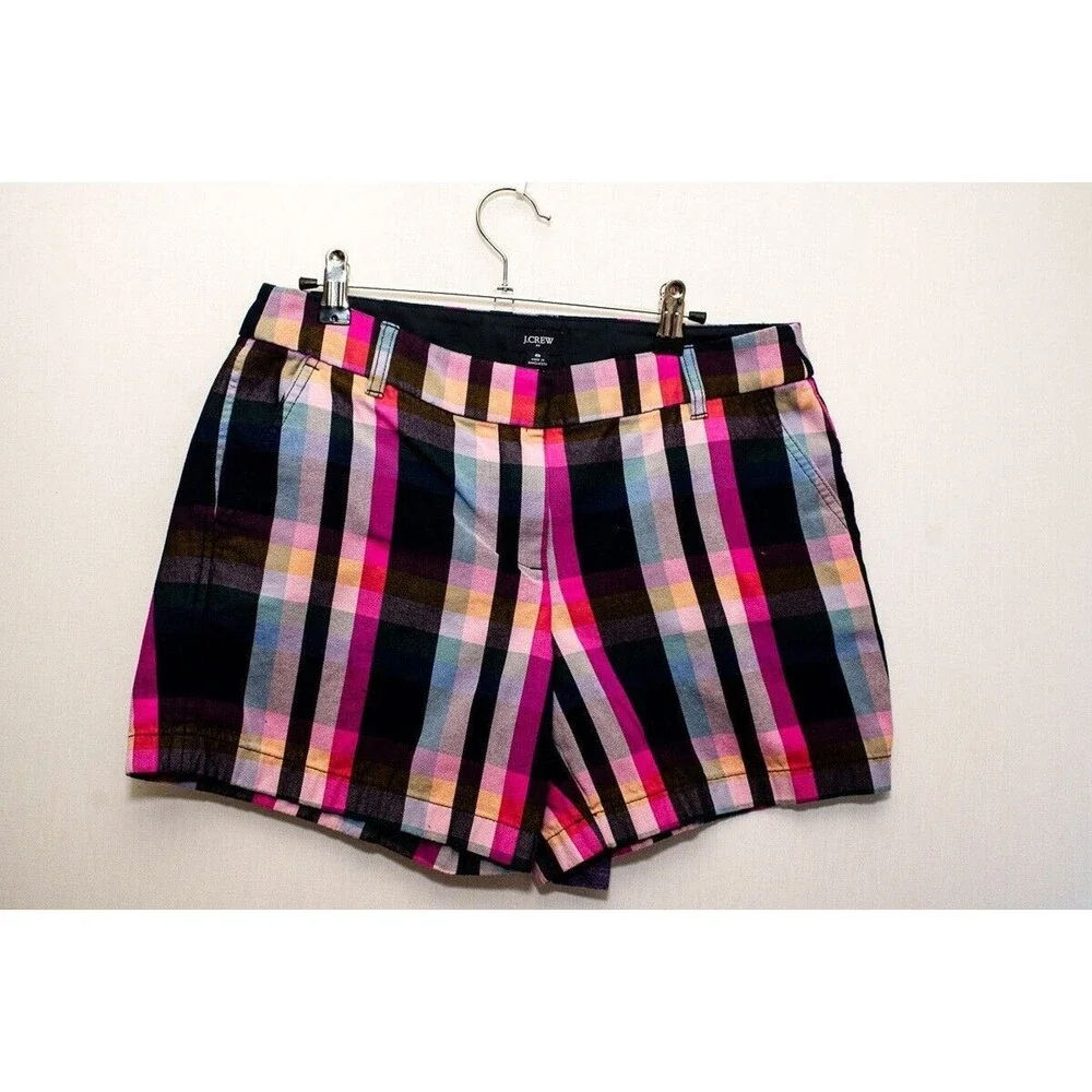 J Crew 8 plaid bright shorts colorful Re-imagined cotton